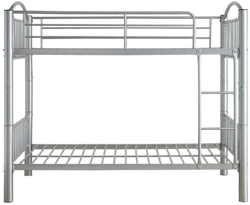 78" X 44" X 67" Twin Over Twin Silver Metal Bunk Bed