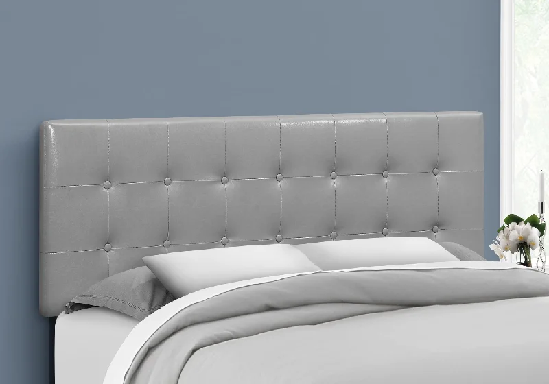 Monarch Bed - Queen Size/Grey Leather-Look Headboard Only