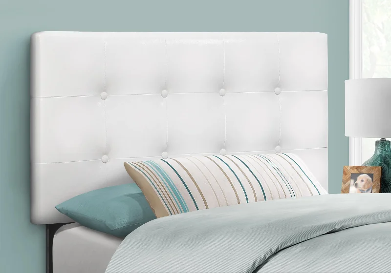 Monarch Bed - Twin Size/White Leather-Look Headboard Only