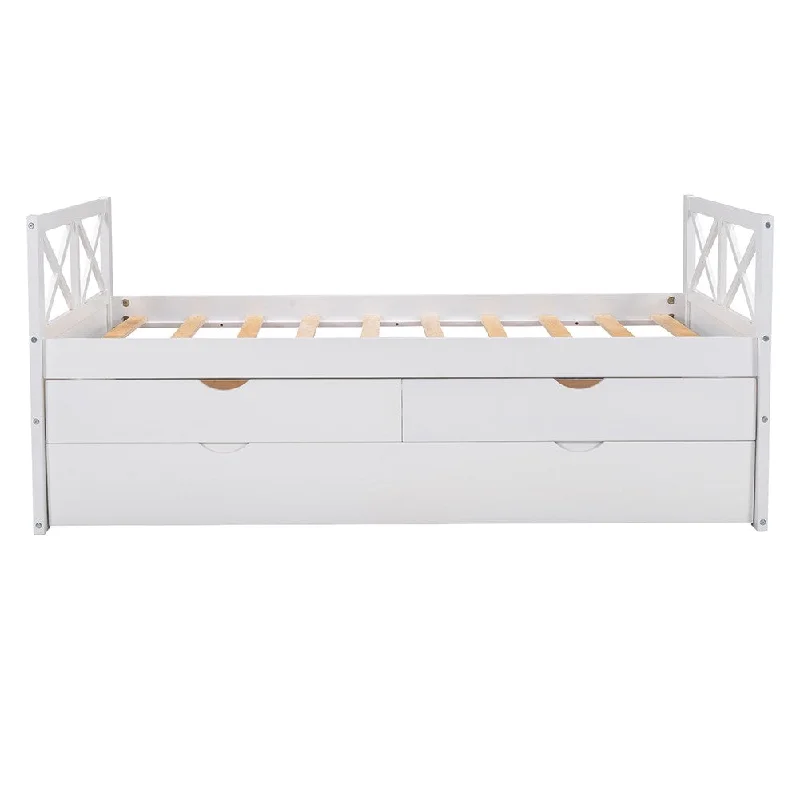 White Twin Bed with Trundle