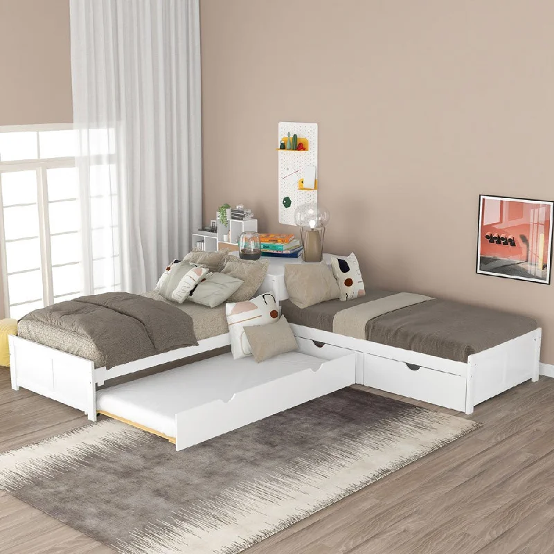 White Twin Bed with Trundle