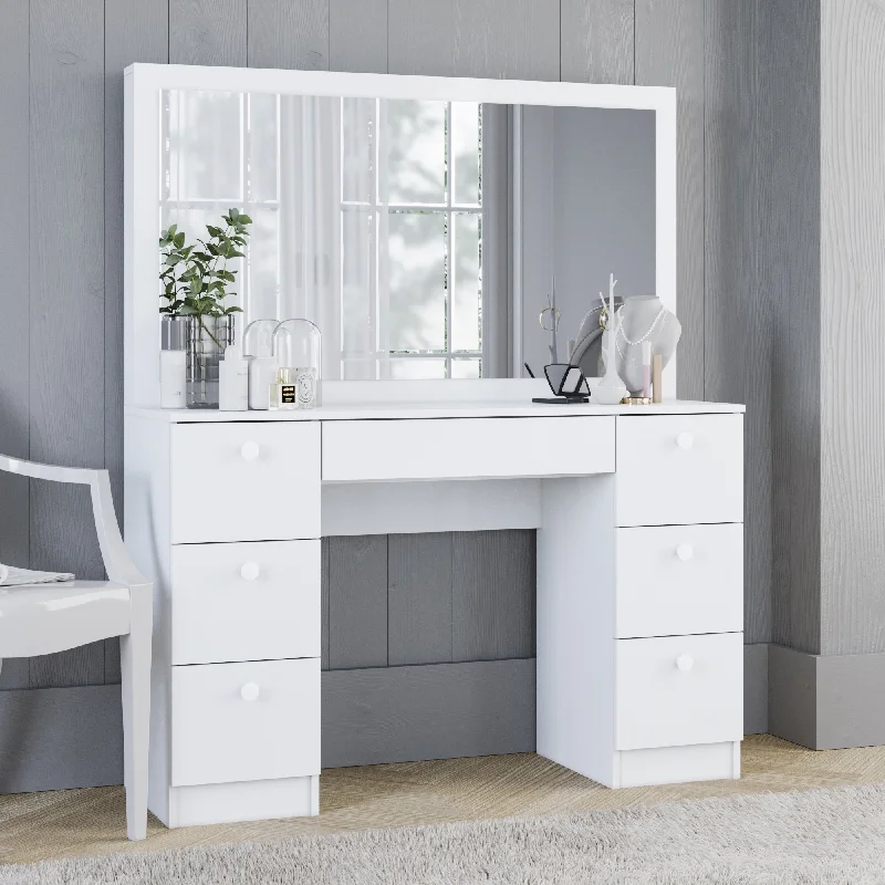 Modern Vanity Desk, White Finish, for Bedroom