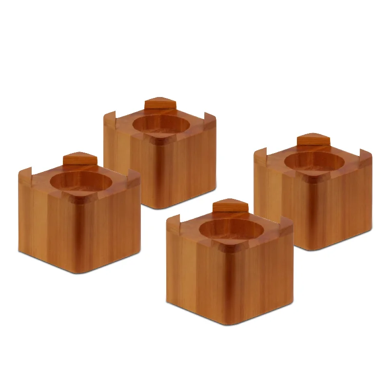 Maple Finish Square Wood Bed Risers (Set of 4)