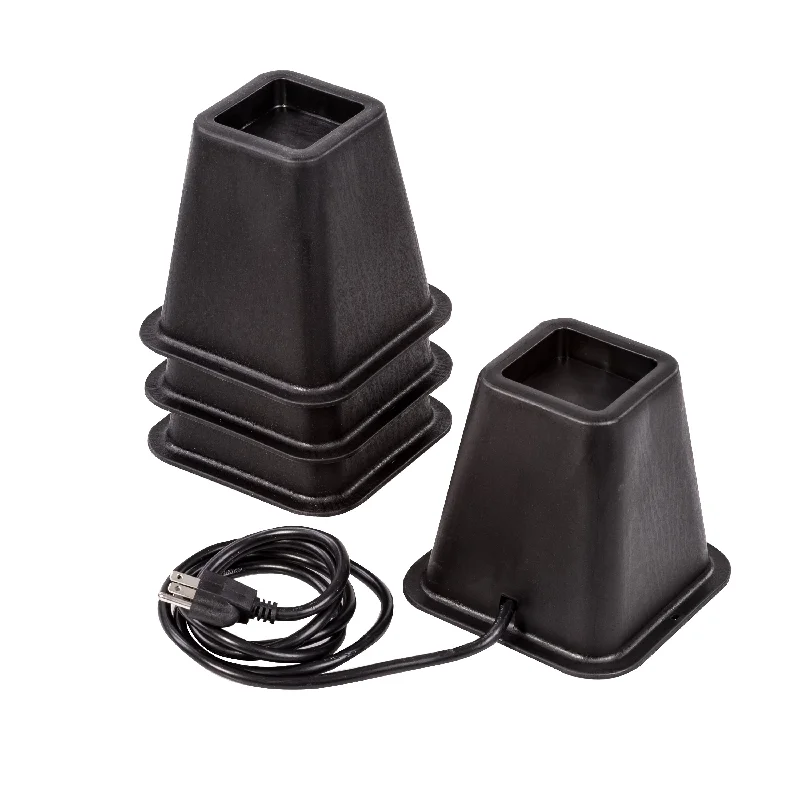 Black 5.5" Bed Risers with Power Outlets & USB Ports (Set of 4)