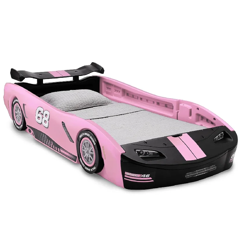 Delta Children Turbo Race Car Twin Bed, Pink - $130