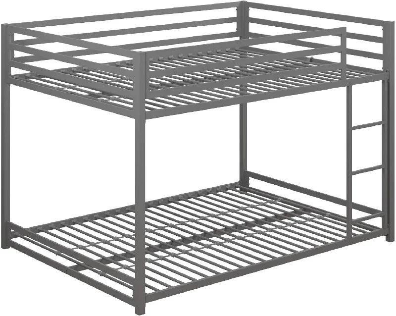 DHP Miles Low Metal Bunk Bed Frame for Kids, With Built-in Ladder, Silver - $140