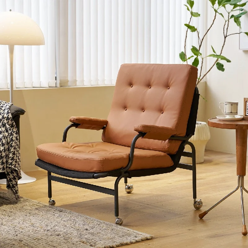 Modern High Back Bonded Leather Armchair with Metal Legs, Perfect for Home Office, Bedroom, and Dining Room