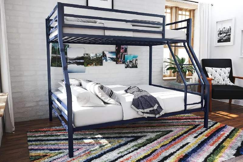 Novogratz Maxwell Twin-Over-Full Metal Bunk Bed with Ladder and Guardrails - $130