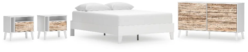 Piperton Queen Platform Bed with Dresser and 2 Nightstands in White