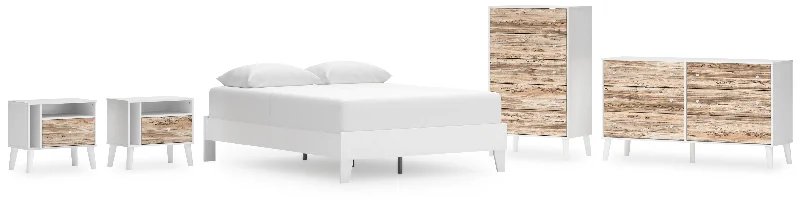 Piperton Queen Platform Bed with Dresser, Chest and 2 Nightstands in White