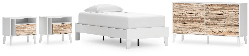 Piperton Twin Platform Bed with Dresser and 2 Nightstands in White