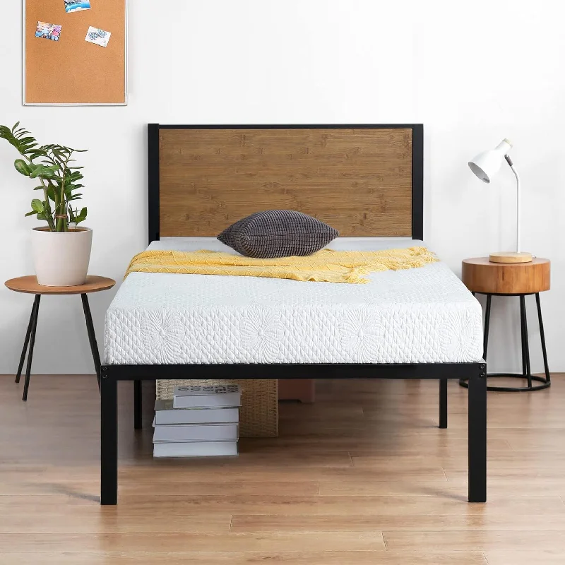 PrimaSleep 14 in Metal Platform Bed with Bamboo Headboard, Full - $105