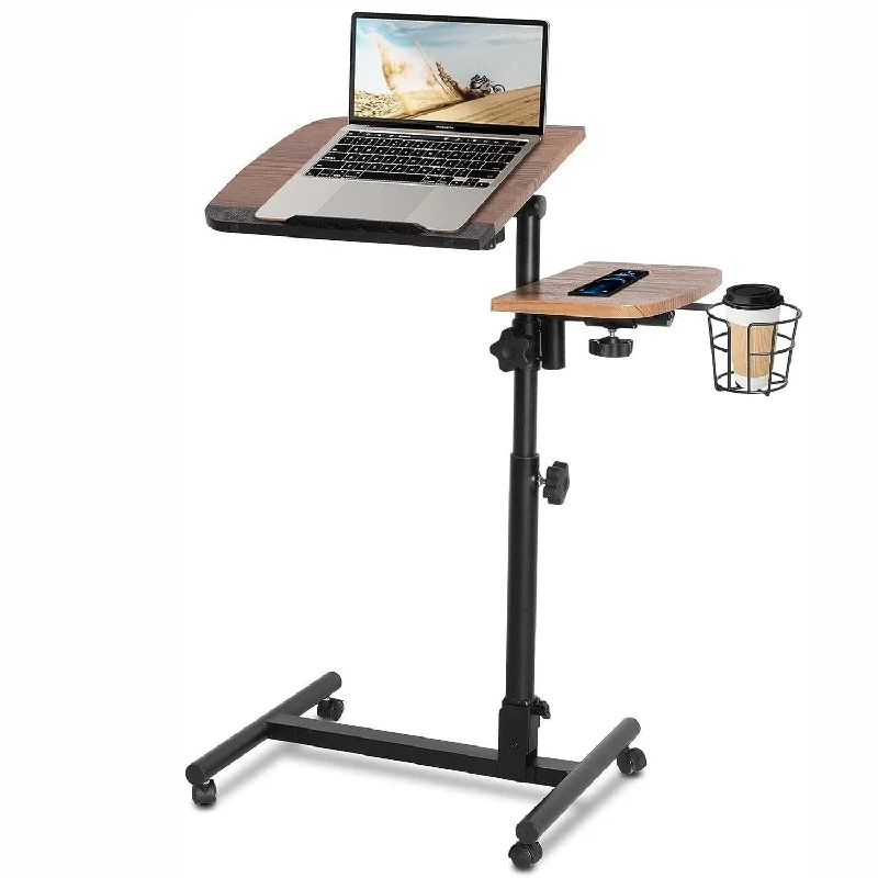 Standing Rolling Laptop Desk Cart Height Adjustable Bedside Table Laptop Rolling Cart