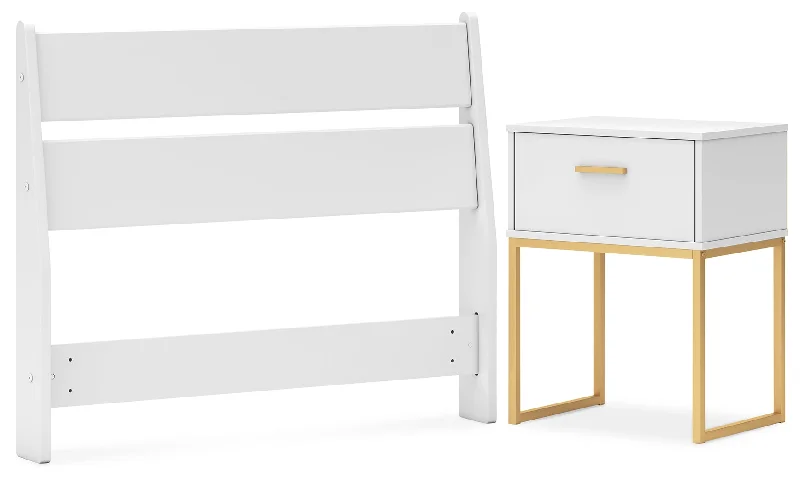 Socalle Twin Panel Headboard with Nightstand in Two-tone