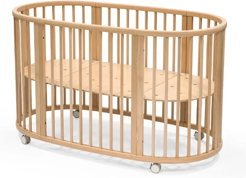 Stokke Sleepi Bed, Natural - Oval Crib Suitable for Ages 0-5 Years Old - $540