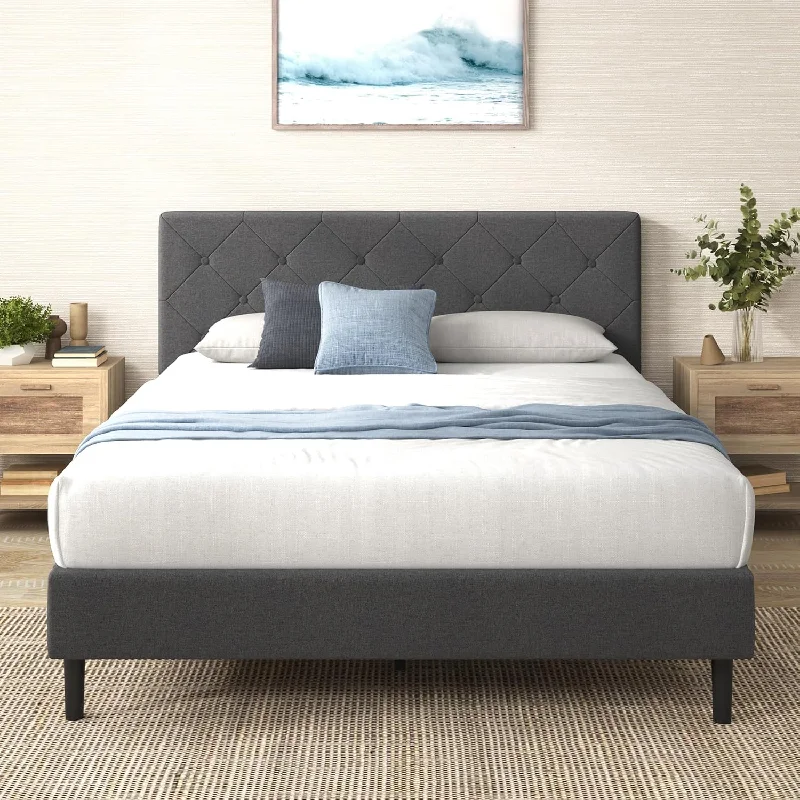 ZINUS Queen Shalini Upholstered Platform Bed Frame with Headboard - $120