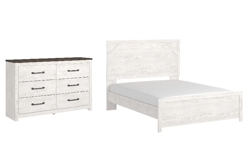 Gerridan Queen Panel Bed with Dresser in White/Gray