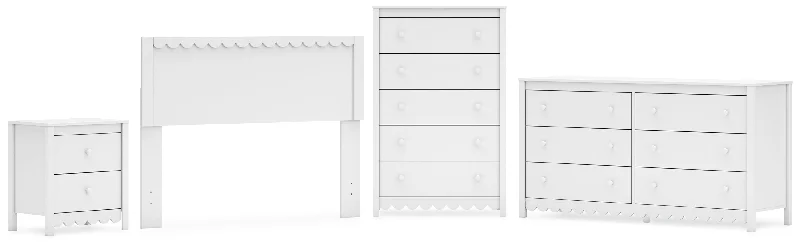 Hallityn Full Panel Headboard with Dresser, Chest and Nightstand in White