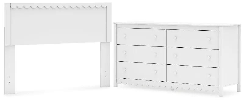 Hallityn Full Panel Headboard with Dresser in White