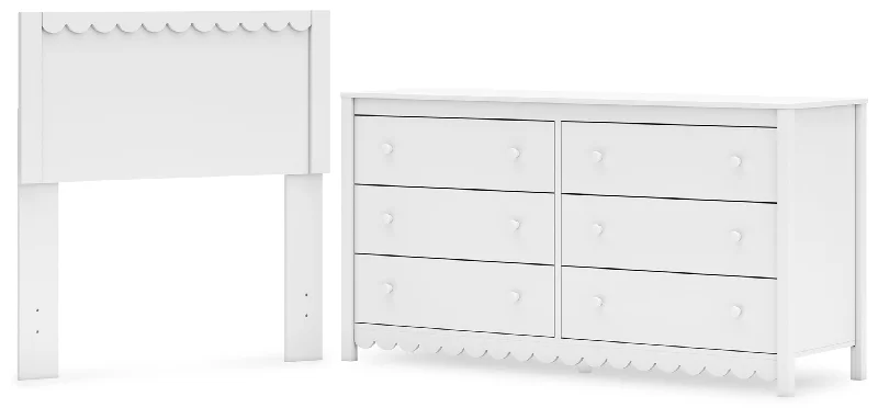 Hallityn Twin Panel Headboard with Dresser in White