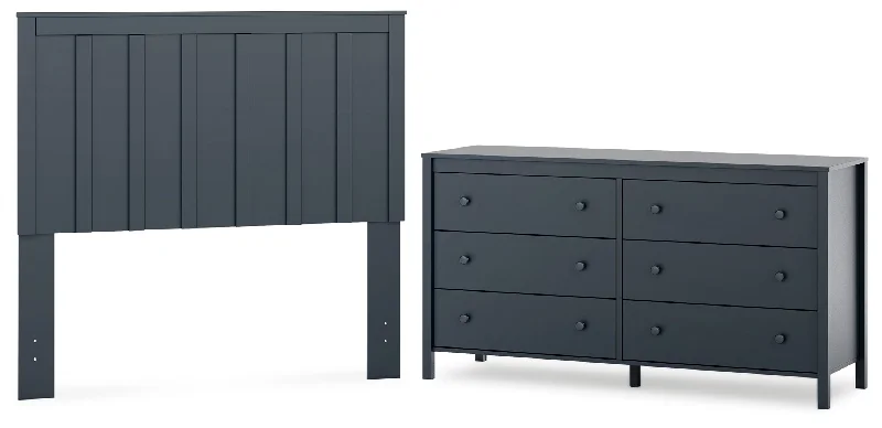 Simmenfort Full Panel Headboard with Dresser in Navy Blue