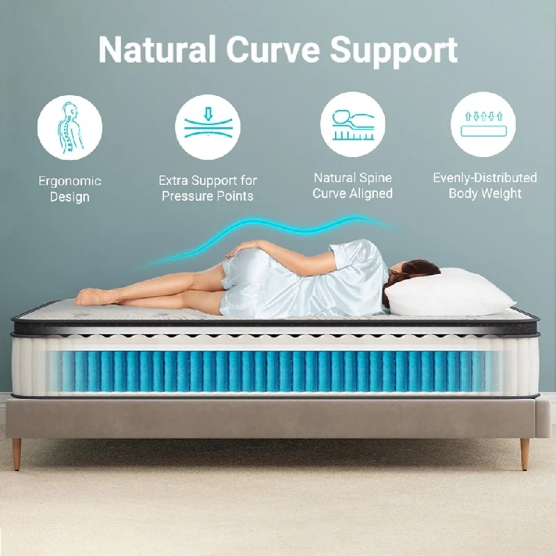 12 Inch Full Queen King Hybrid Mattress, Memory Foam and Individually Pocket Springs Mattress,Mattress in Box