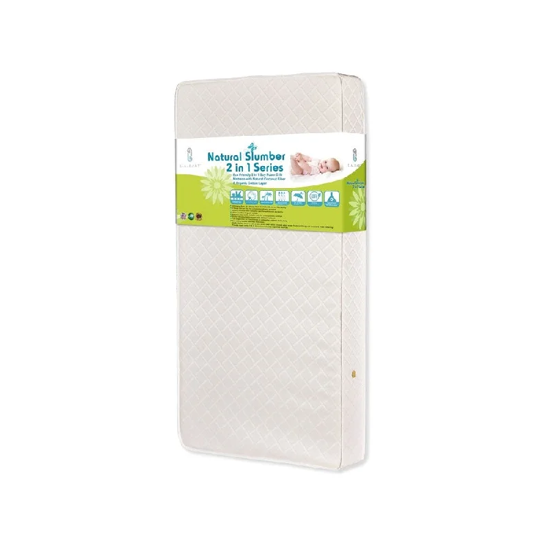 Eco Friendly 2-in-1 Soy Foam Crib Mattress with Natural Coconut Fiber and Organic Cotton Layer - Ecru