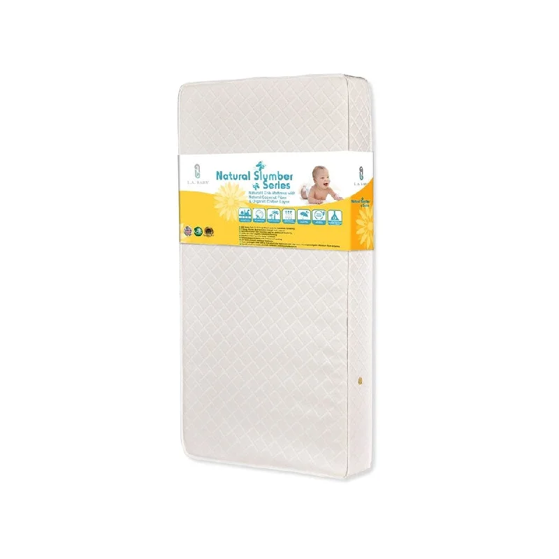 LA Baby Natural l Crib Mattress with Natural Coconut Fiber & Organic Cotton Layer