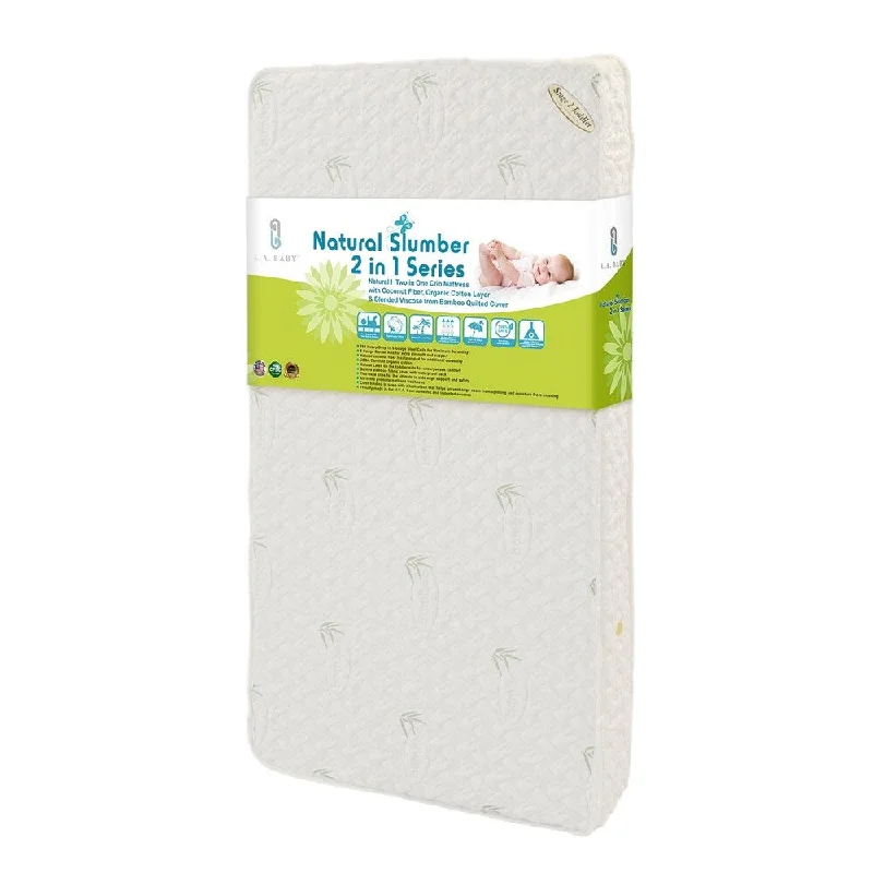 Natural I 2-in-1 Crib Mattress with Coconut Fiber, Organic Cotton Layer and Blended Viscose from Bamboo Quilted Cover