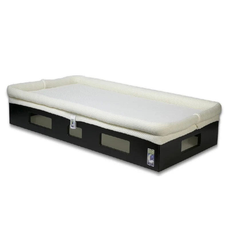 SafeSleep Breathable Ivory Crib Mattress and Espresso Base - Almond