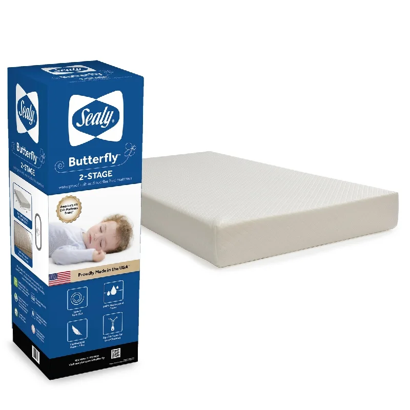 Sealy Butterfly 2-Stage Breathable Knit Ultra Firm Crib and Toddler Mattress