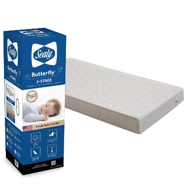 Sealy Butterfly 2-Stage Cotton Ultra Firm Crib and Toddler Mattress