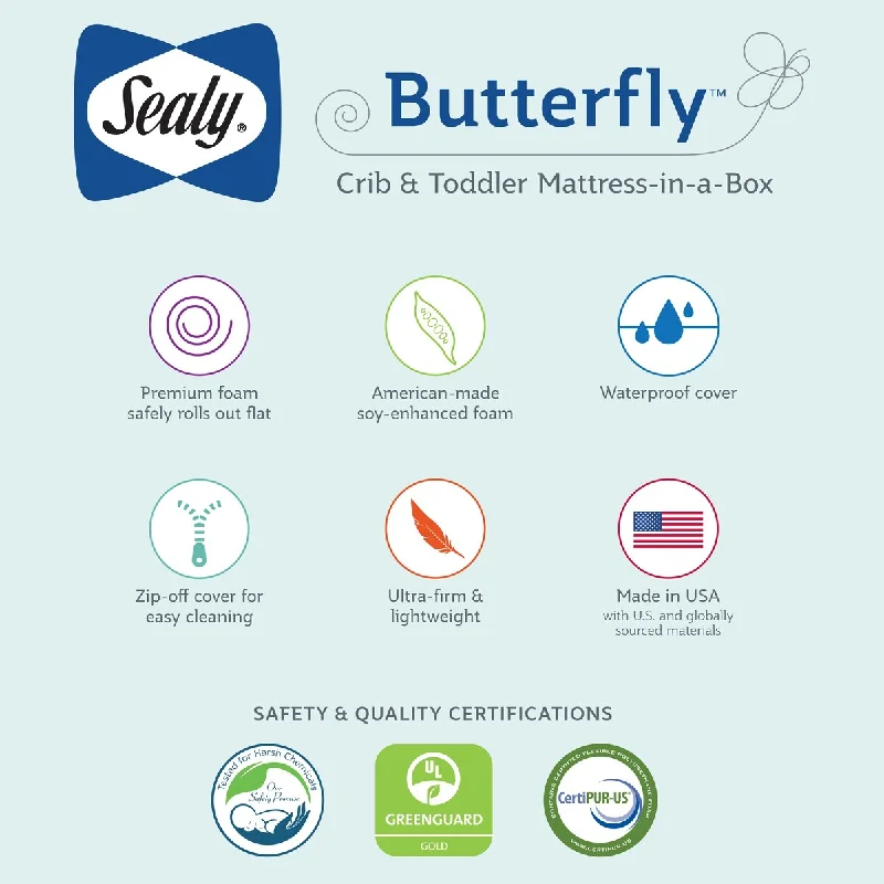 Sealy Butterfly Cotton Comfort Superior Firm Crib and Toddler Mattress