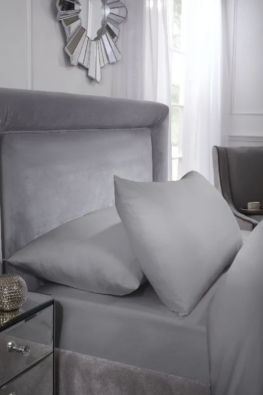 400 Thread Count Cotton - Pillowcase Pair in Silver Grey