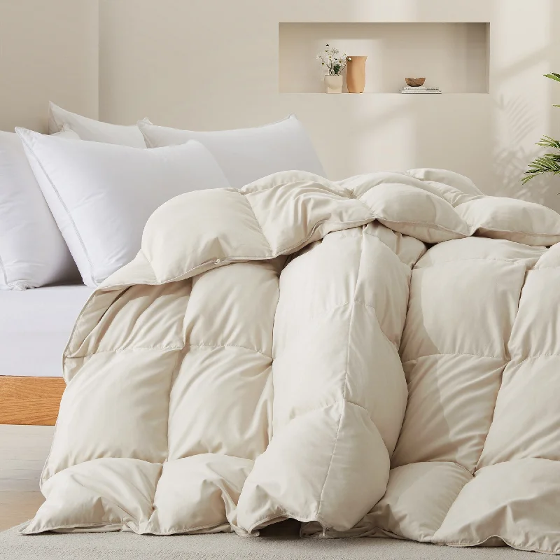 All Season Lightweight & Medium Weight White Goose Feather Down Comforter Duvet Insert