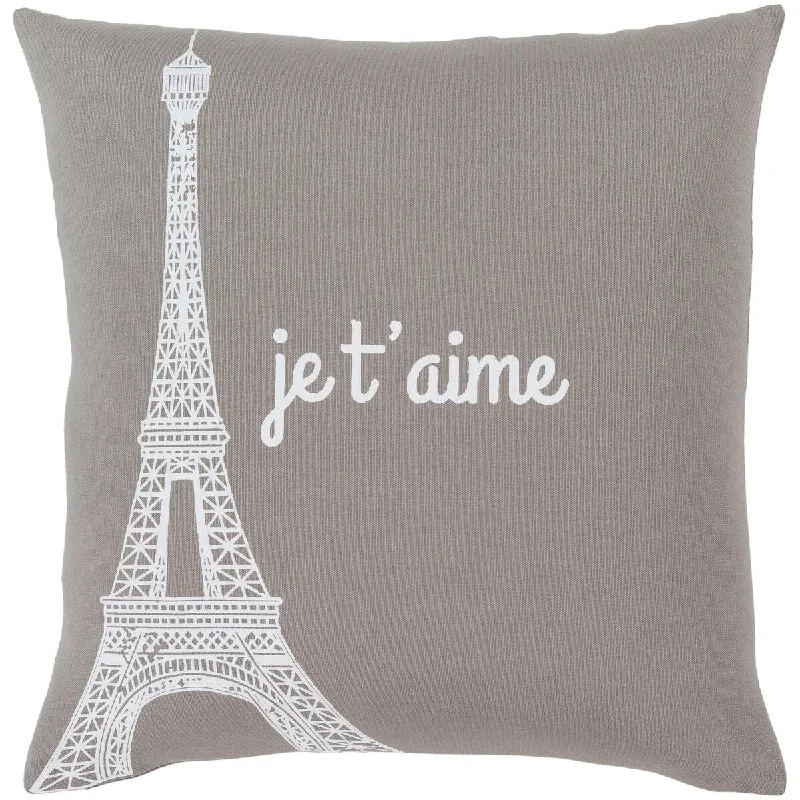 Artistic Weavers Ariella Medium Grey "Je t'aime" Feather Down Throw Pillow (18" x 18")