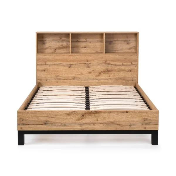 Bali Double Bed Bookcase Headboard 135cm Oak