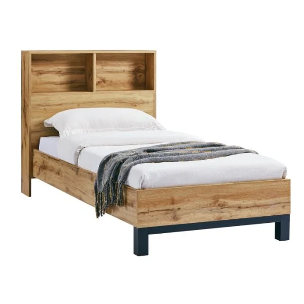 Bali Single Bed Bookcase Headboard 90cm Oak