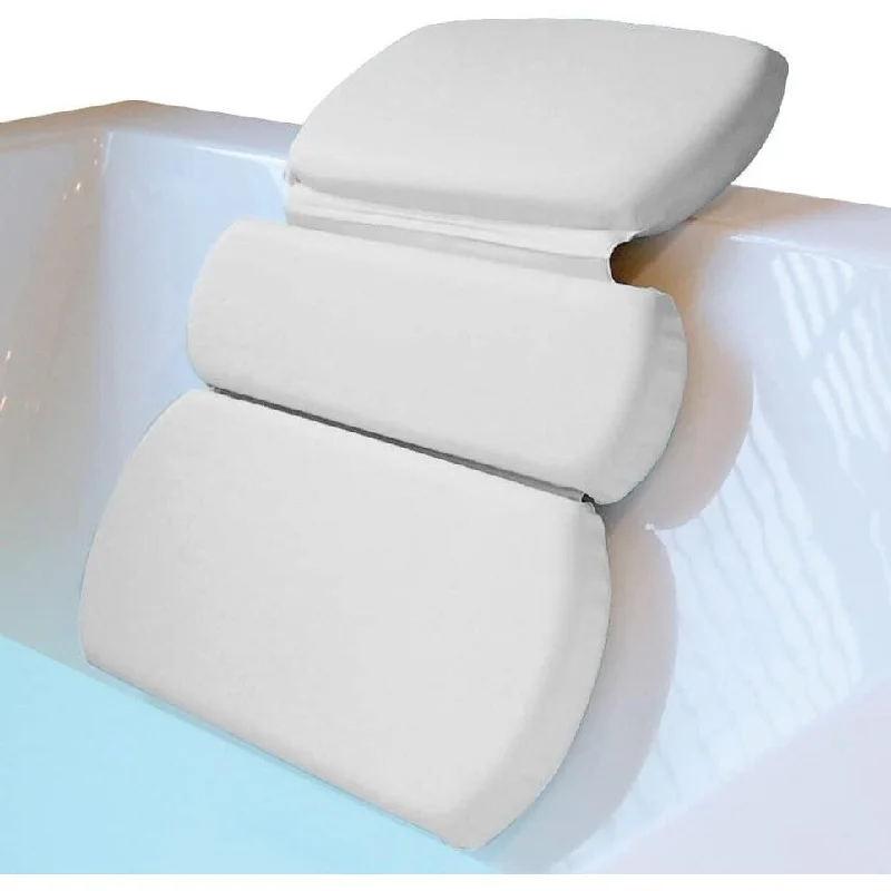 Bathtub Pillows for Neck Head and Back Support, Strong Suction Waterproof Headrest for Curved or Straight Tubs, White