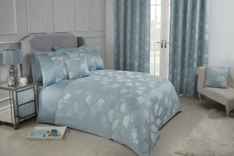 Blossom - Embellished Jacquard Duvet Set in Duck Egg