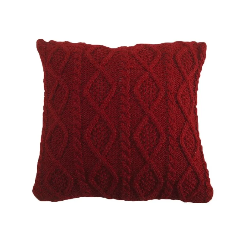 Cable Knit Pillow, 18X18 Red