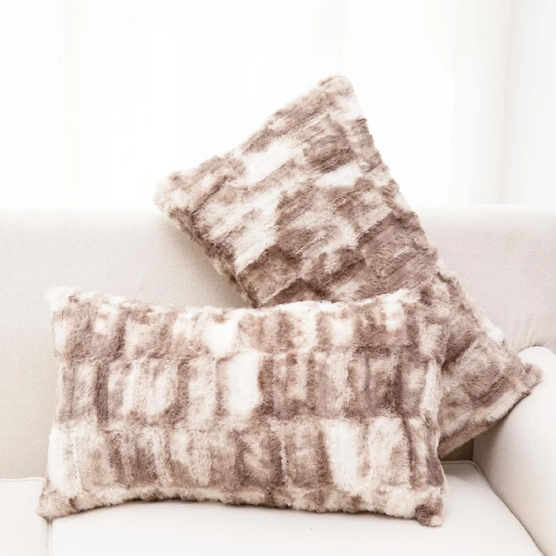 Cheer Collection Set of 2 Decorative Faux Fur Throw Pillow