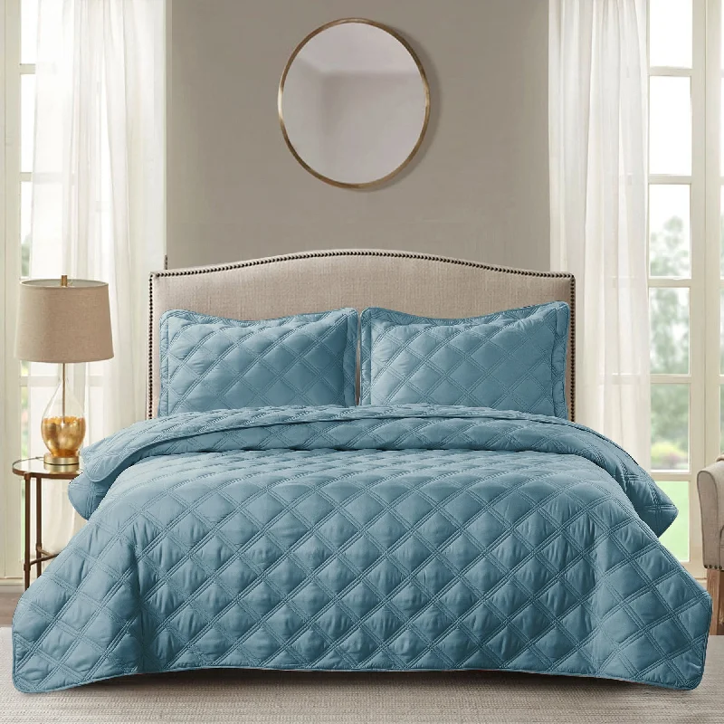 Down Alternative Quilted Oversized Charleston 3 Piece Comforter Set