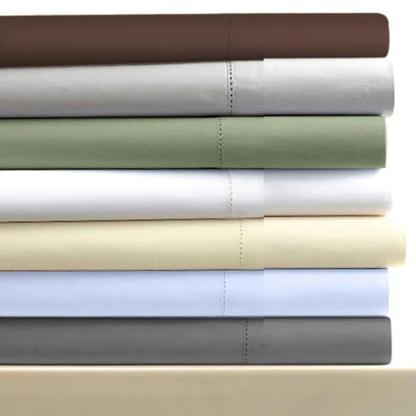 Egyptian Cotton Sateen 600 Thread Count Solid Pillowcases (Set of 2)