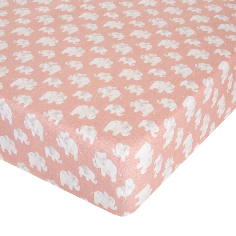 Elephant Herd - Blush Fitted Sheet - N/A