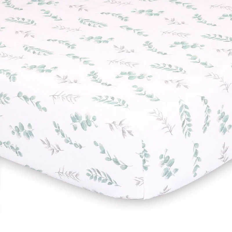 Farmhouse Floral Leaves Fitted Sheet by The Peanutshell