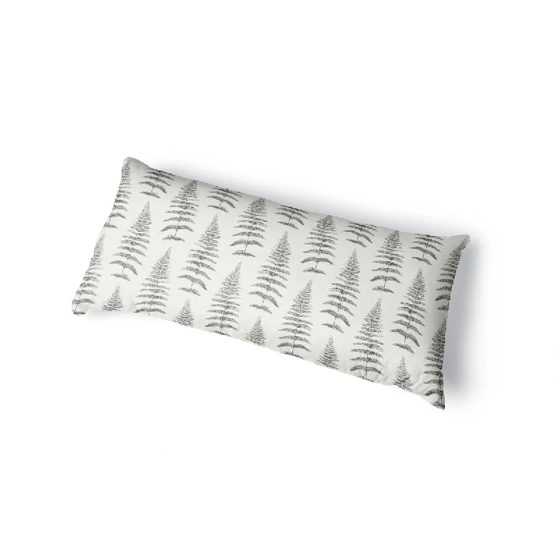 FERN LEAF GREY Body Pillow By Becky Bailey - Grey, Ivory