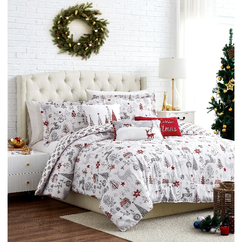 Holly Jolly Lane Oversized Reversable 6-Piece Comforter Set