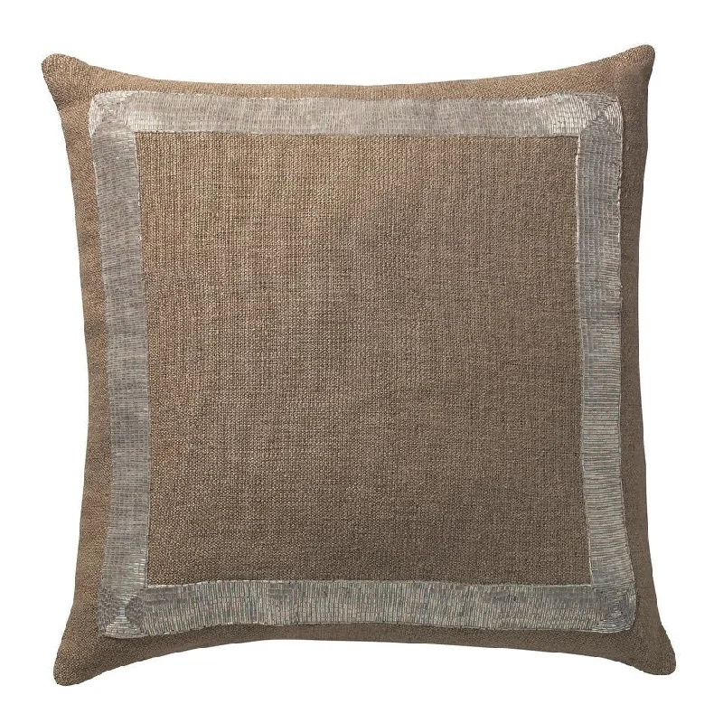 La Grille Beaded Hand Embroidered Deco Pillow Natural