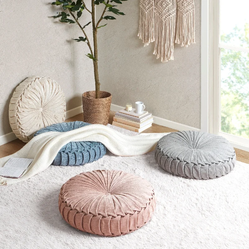 Lara Poly Chenille Round Floor Pillow Cushion by Intelligent Design